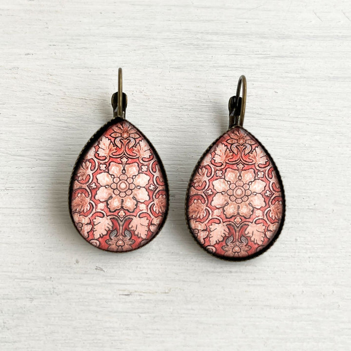 Tipu Sultan’s Palace Red Soffit Panel Art Metal Earrings