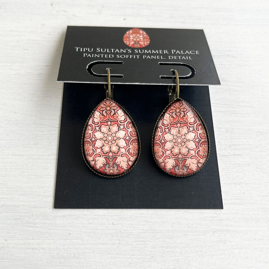 Tipu Sultan’s Palace Red Soffit Panel Art Metal Earrings