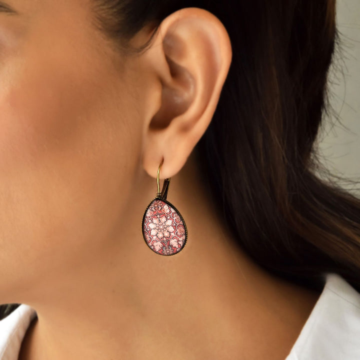 Tipu Sultan’s Palace Red Soffit Panel Art Metal Earrings