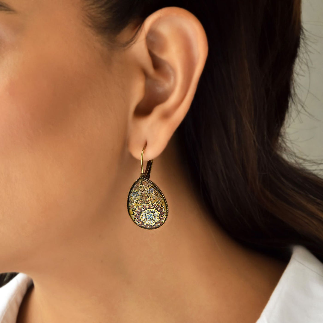 Tipu Sultan’s  Palace Ribbed Ceiling Detail Metal Earrings