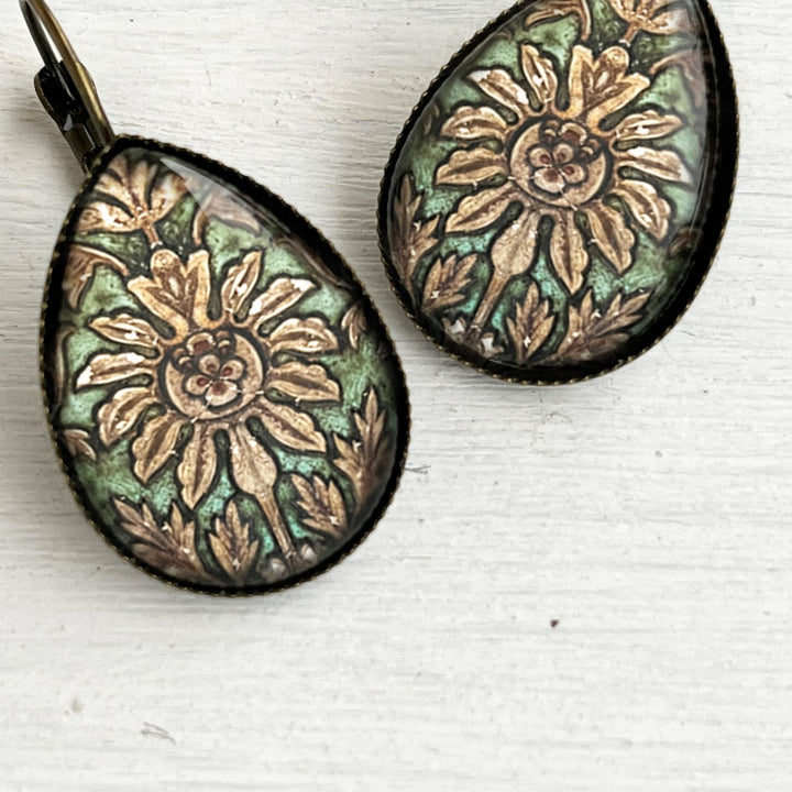 Tipu Sultan’s Palace Carved Woodwork Metal Earrings