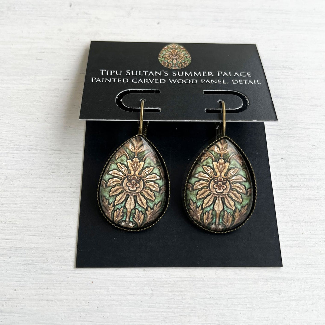 Tipu Sultan’s Palace Carved Woodwork Metal Earrings