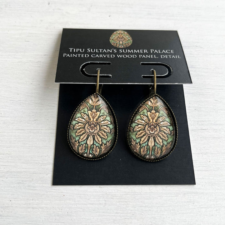 Tipu Sultan’s Palace Carved Woodwork Metal Earrings