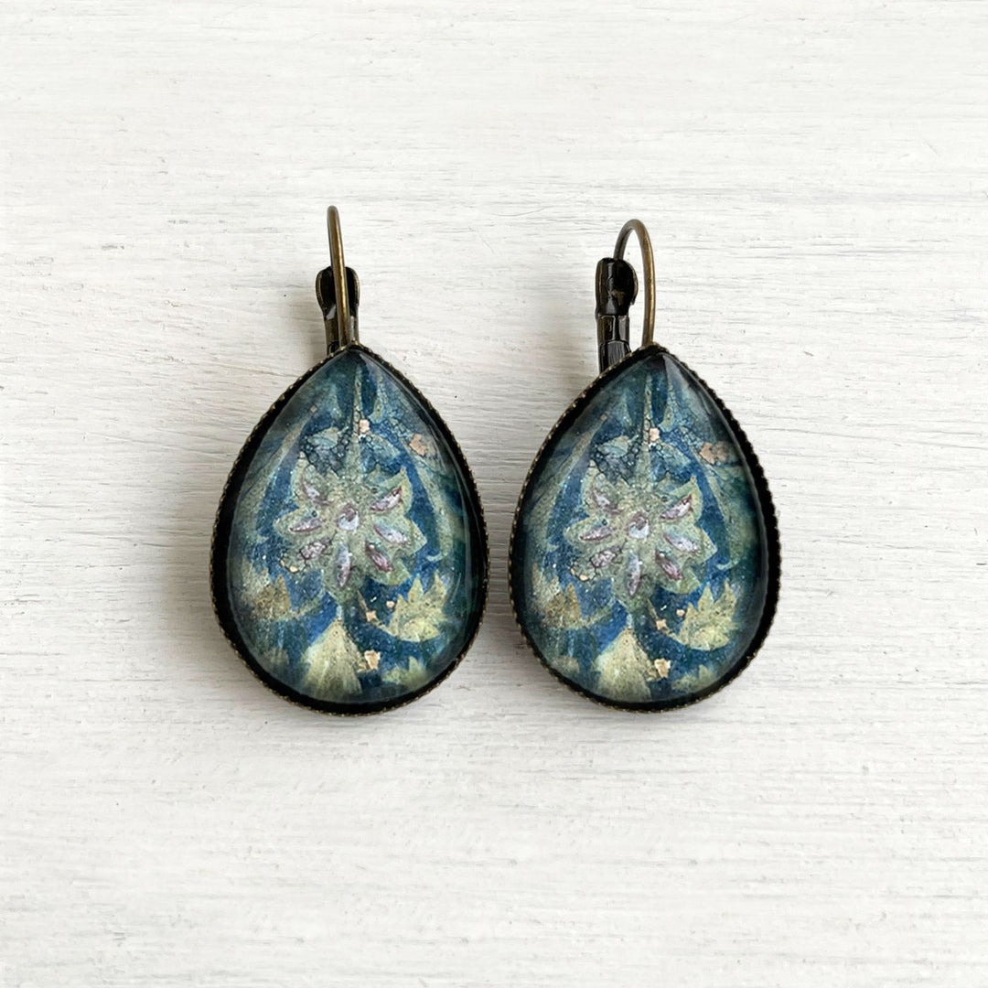 Tipu Sultan’s Palace Wall Floral Detail Metal Earrings