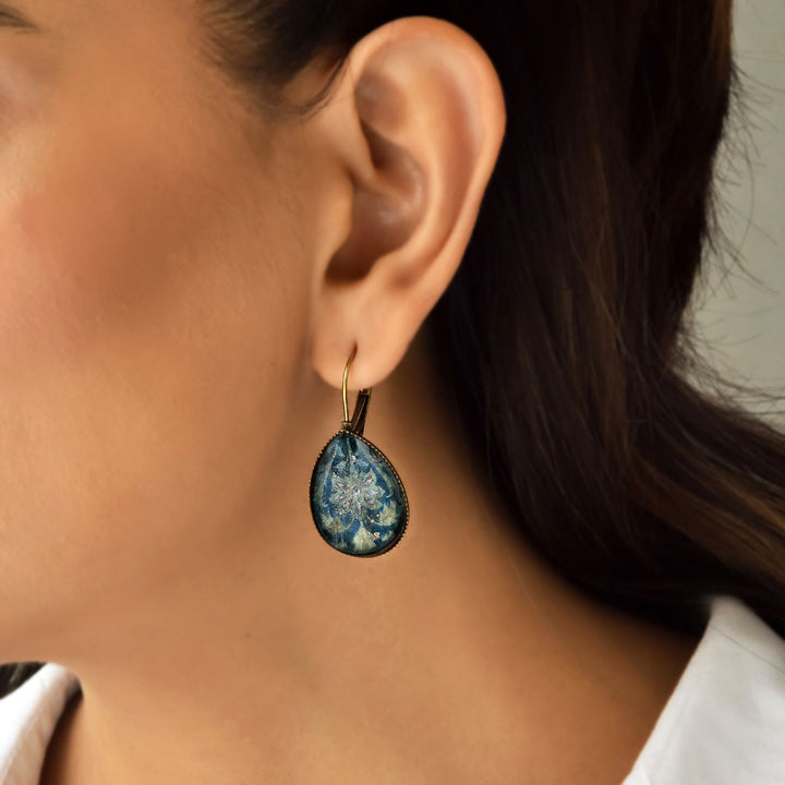 Tipu Sultan’s Palace Wall Floral Detail Metal Earrings