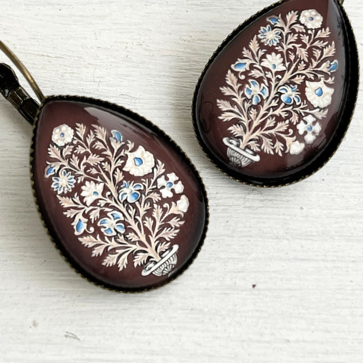 Tipu Sultan’s Palace Plasterwork Painting Design Metal Earrings