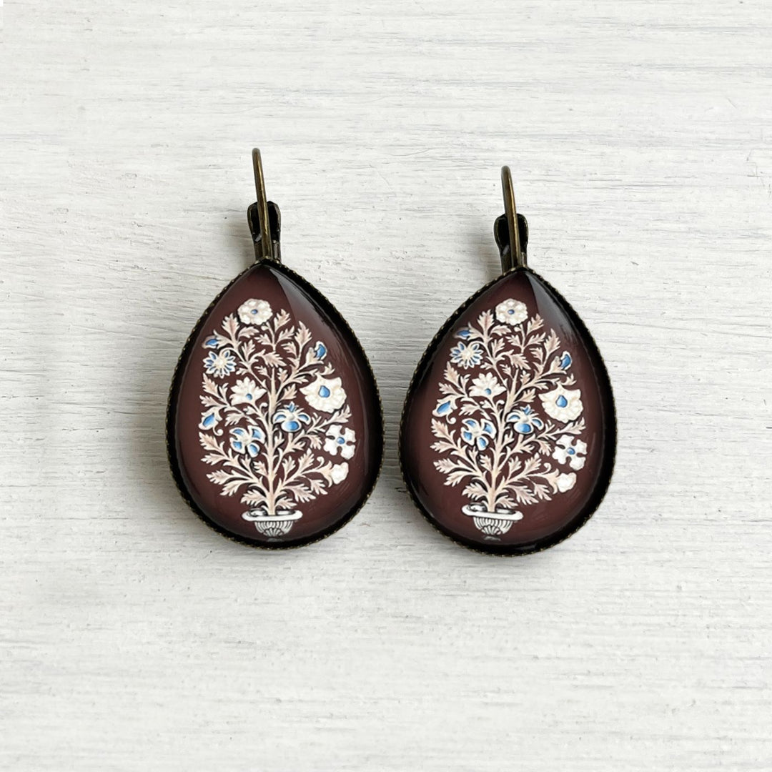 Tipu Sultan’s Palace Plasterwork Painting Design Metal Earrings