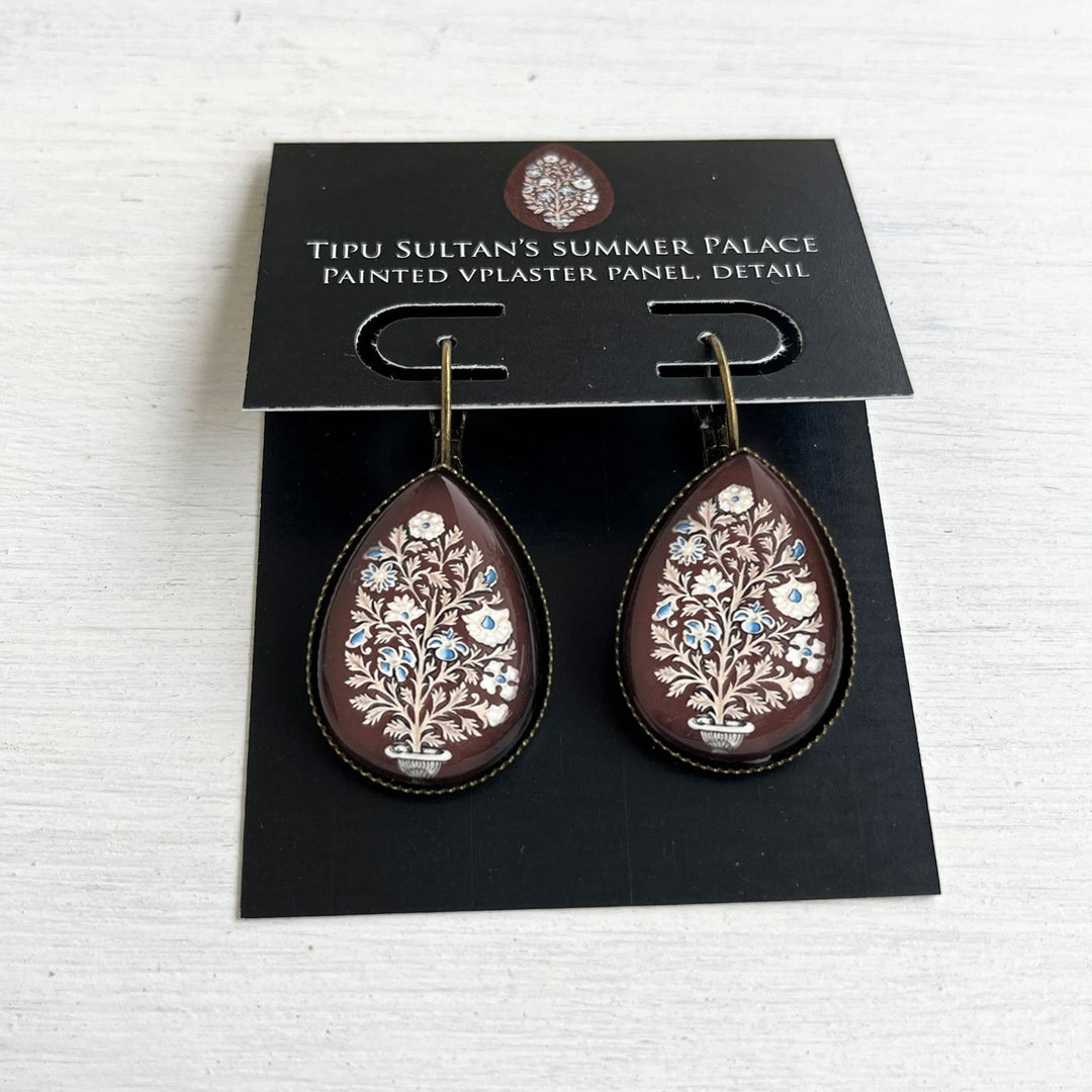 Tipu Sultan’s Palace Plasterwork Painting Design Metal Earrings