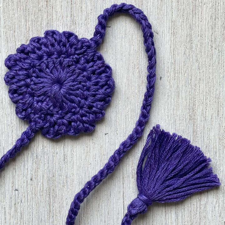 Handcrafted Crochet Folk Art Mandala Rakhi With Rice, Roli, Haldi