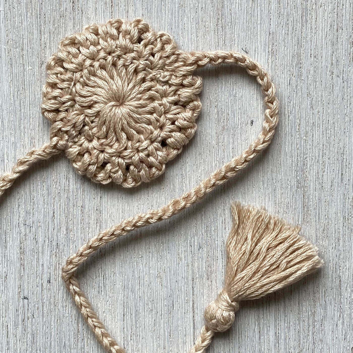 Handcrafted Crochet Folk Art Mandala Rakhi With Rice, Roli, Haldi
