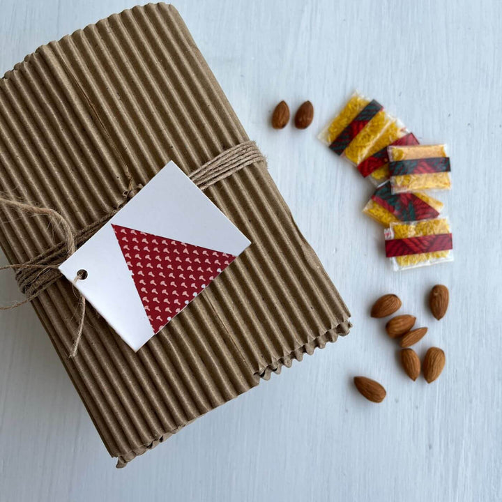 Handcrafted Crochet Folk Art Rakhi Hamper For Young Adults With Rice, Roli, Haldi