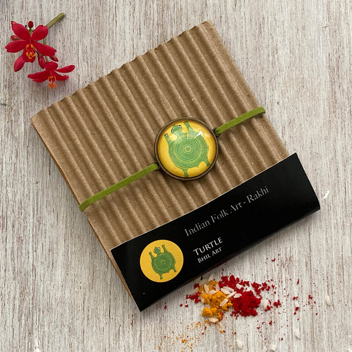 Handcrafted Folk Art Rakhi Hamper For Toddlers With Rice, Roli, Haldi