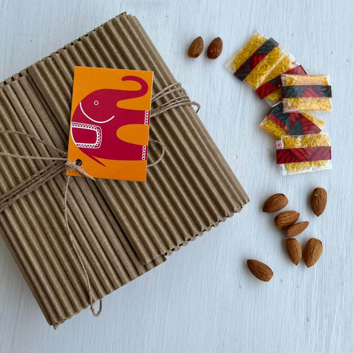 Handcrafted Folk Art Rakhi Hamper For Toddlers With Rice, Roli, Haldi