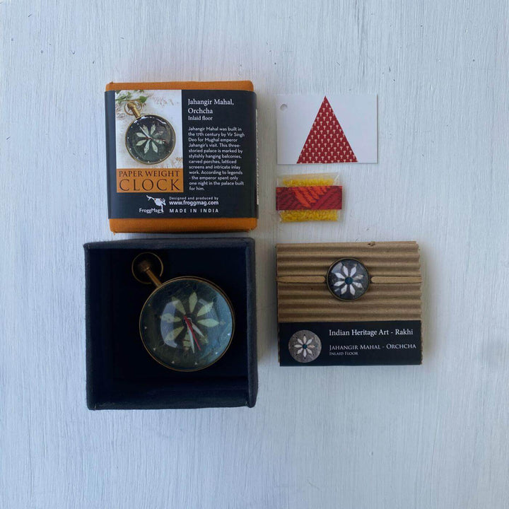 Handcrafted Folk Art Rakhi Hamper For Young Adults With Rice, Roli, Haldi