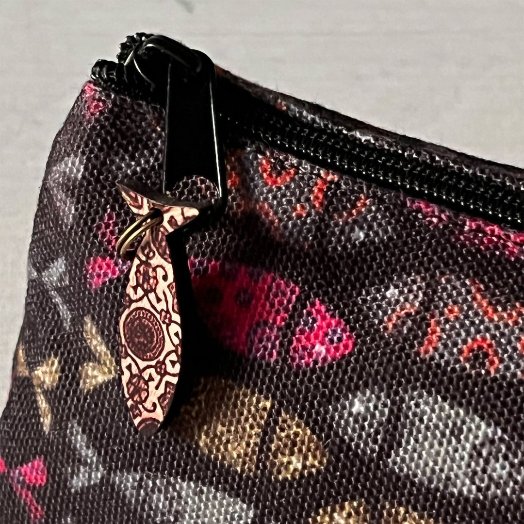 Hand-Painted Ajrakh Fish Design Canvas Pouch