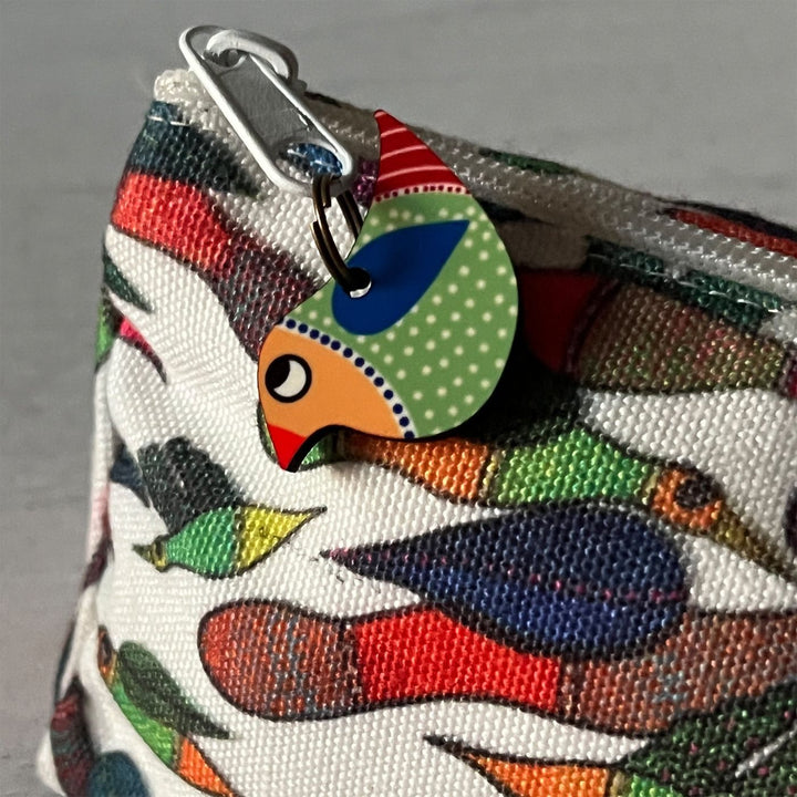 Hand-Painted Gond Art Bird Design Canvas Pouch
