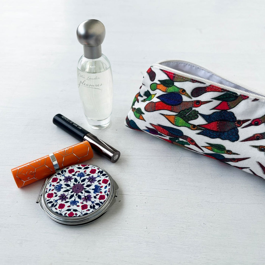 Hand-Painted Gond Art Bird Design Canvas Pouch