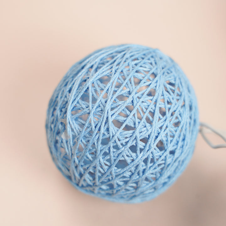 3m, 20 Bulbs | Handcrafted Yarn Spherical LED Fairy Lights - Blue, Green & Purple