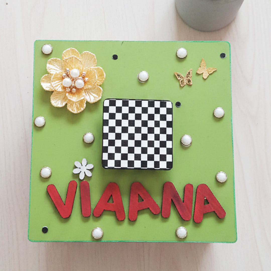 Green Floral Personalized Handmade Mdf Jewellery Box