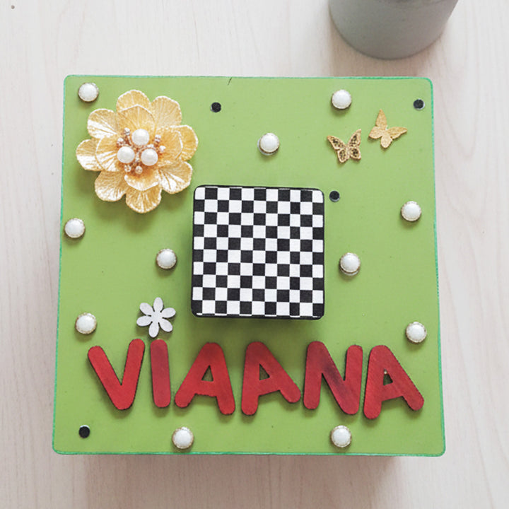 Green Floral Personalized Handmade Mdf Jewellery Box