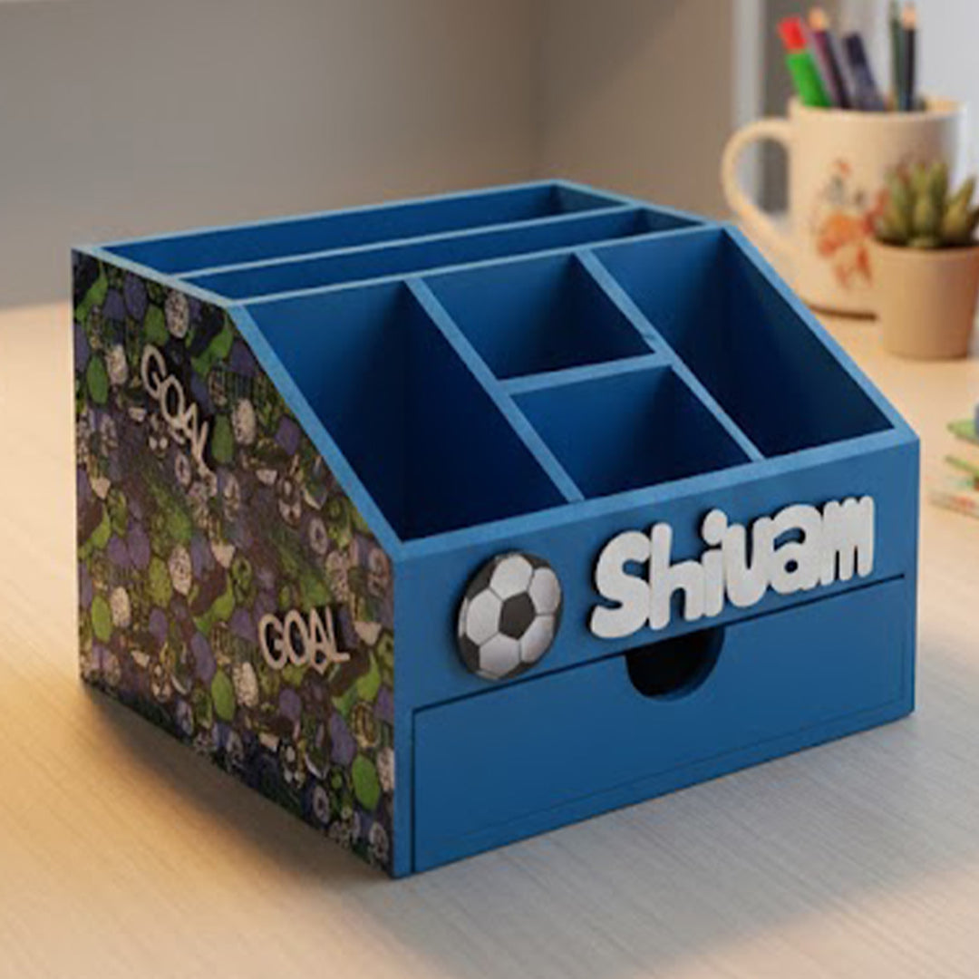 Blue Football Personalized Handmade Stationary Box
