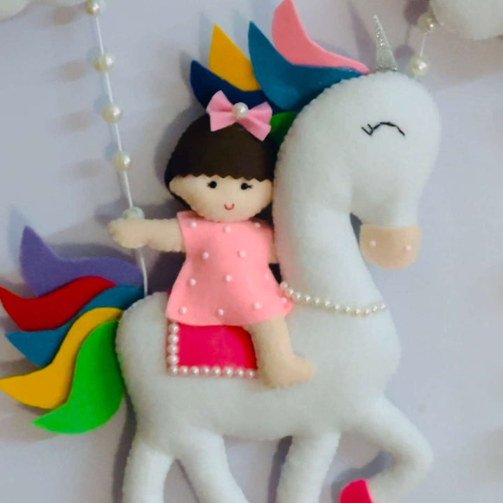 Personalized Handmade Unicorn & Rainbow Theme Felt Kids Name Plate