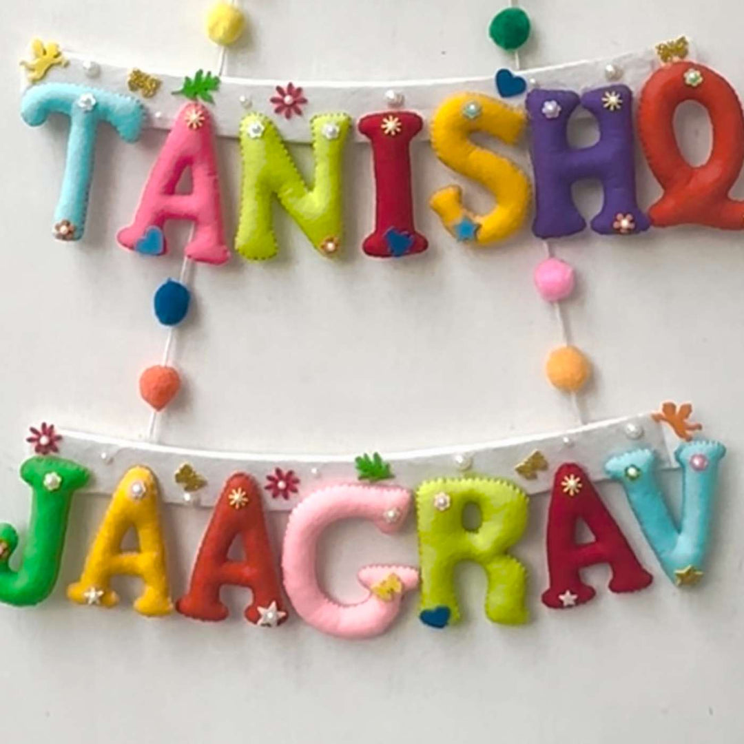 Personalized Handmade Car & Lion Theme Felt Kids Name Plate