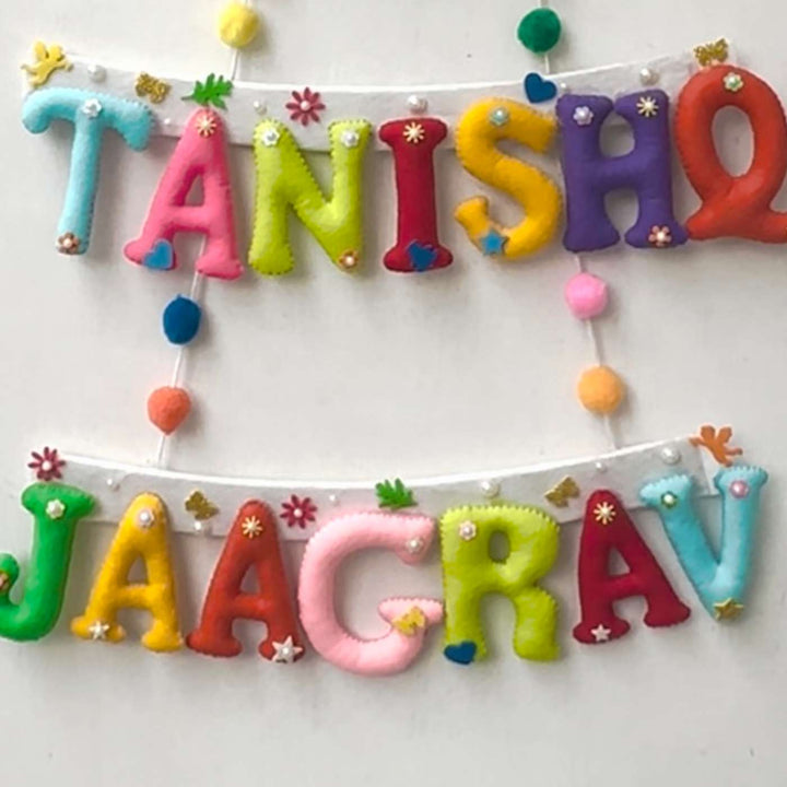 Personalized Handmade Car & Lion Theme Felt Kids Name Plate