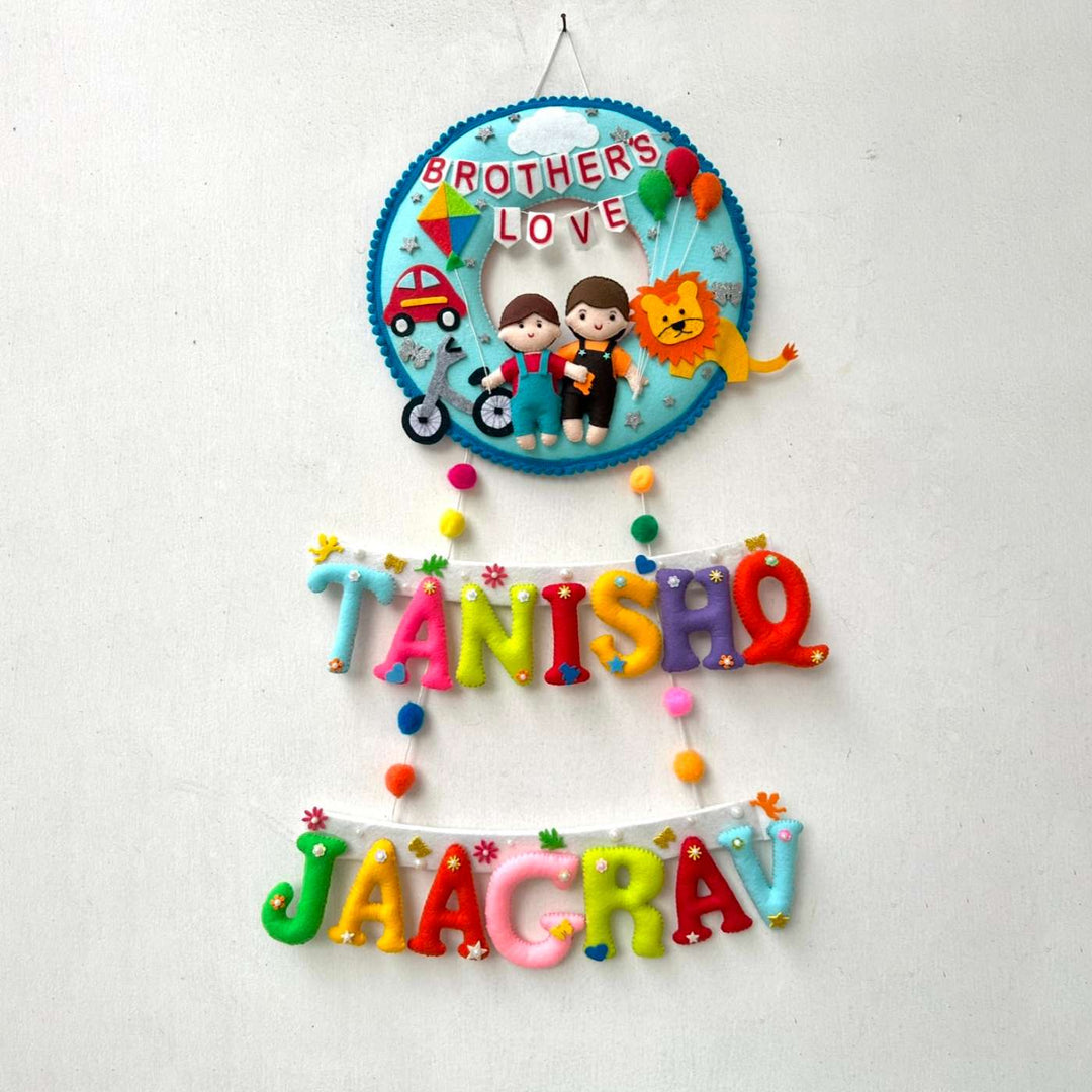 Personalized Handmade Car & Lion Theme Felt Kids Name Plate