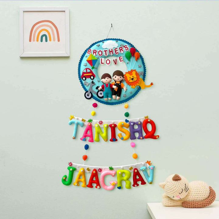 Personalized Handmade Car & Lion Theme Felt Kids Name Plate