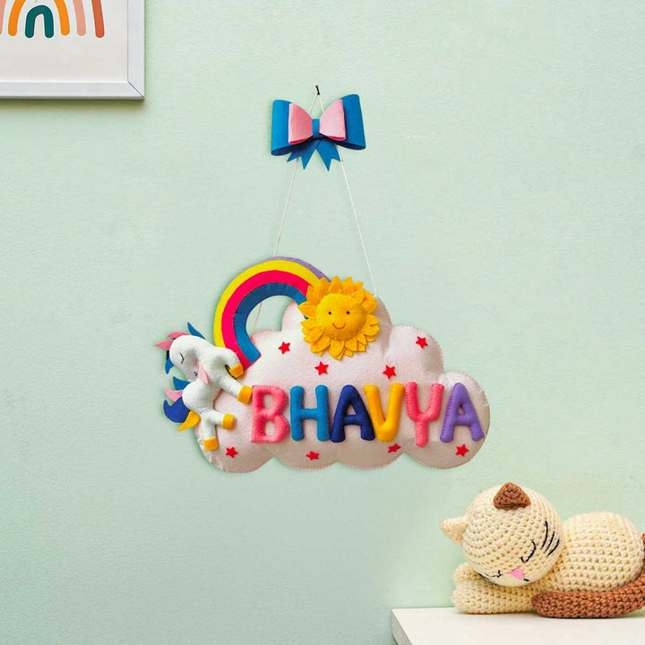 Personalized Handmade Unicorn Theme Felt Kids Name Plate