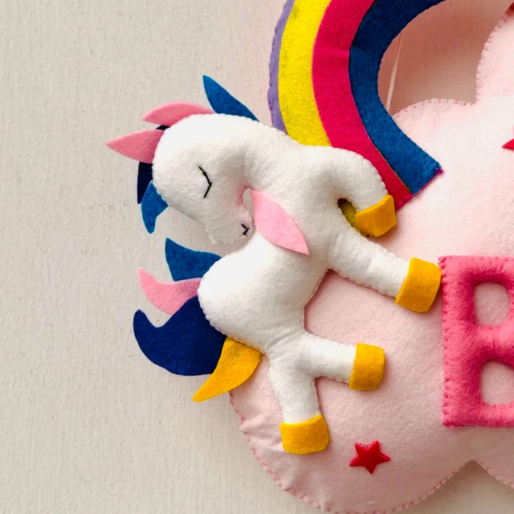 Personalized Handmade Unicorn Theme Felt Kids Name Plate