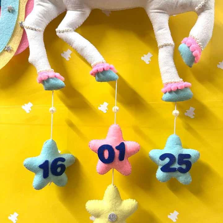 Personalized Handmade Unicorn Theme Felt Kids Name Plate With Date of Birth