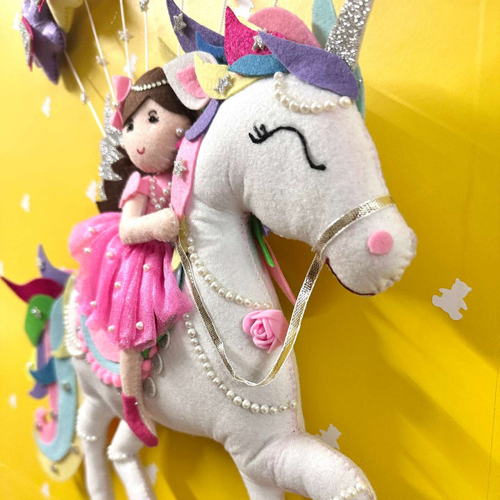 Personalized Handmade Unicorn Theme Felt Kids Name Plate With Date of Birth