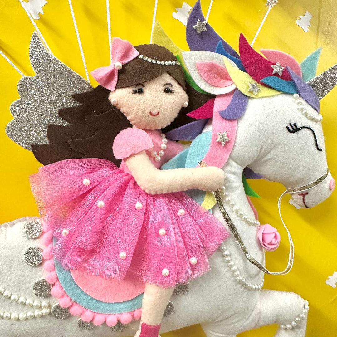 Personalized Handmade Unicorn Theme Felt Kids Name Plate With Date of Birth