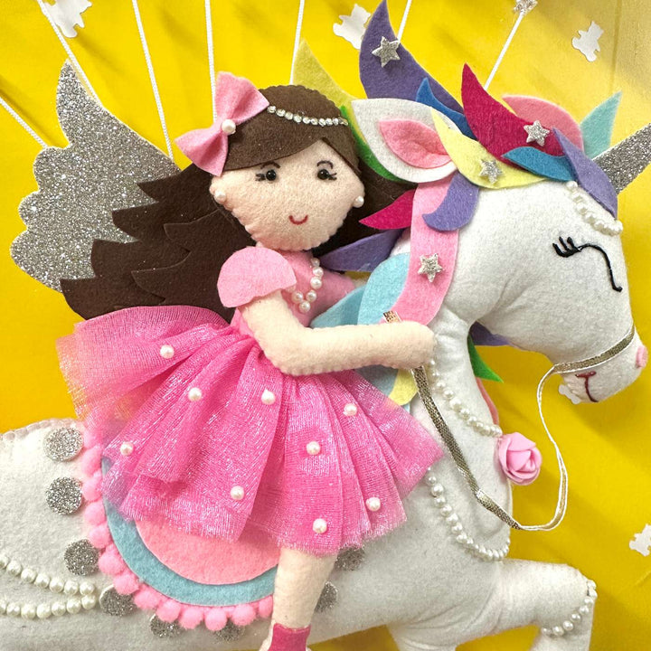 Personalized Handmade Unicorn Theme Felt Kids Name Plate With Date of Birth