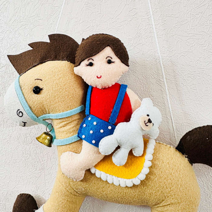 Personalized Handmade Horse Theme Felt Kids Name Plate With Date of Birth