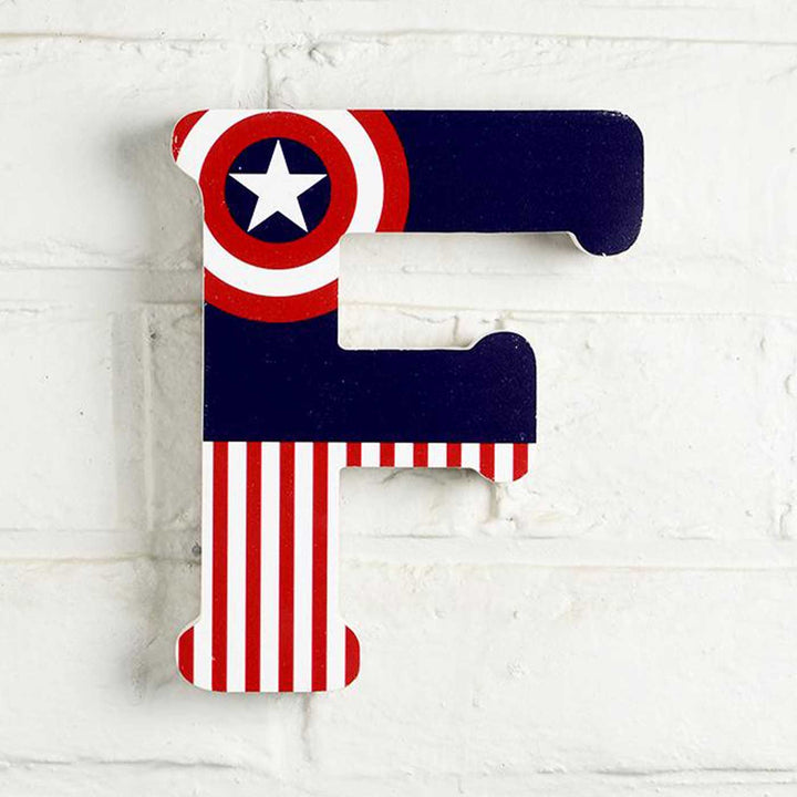Handmade Captain America Theme MDF Wood 3D Wall Letter For Kids - F