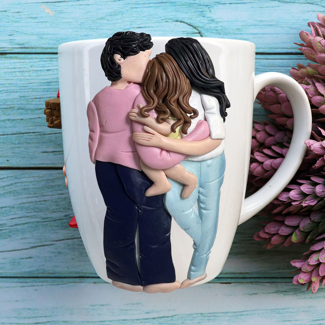 Customized Family Ties Theme Polymer Clay & Ceramic Mug For Parents | 310 ml
