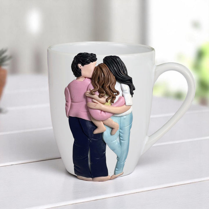 Customized Family Ties Theme Polymer Clay & Ceramic Mug For Parents | 310 ml