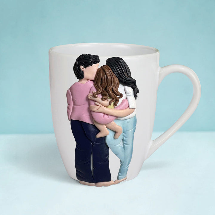 Customized Family Ties Theme Polymer Clay & Ceramic Mug For Parents | 310 ml