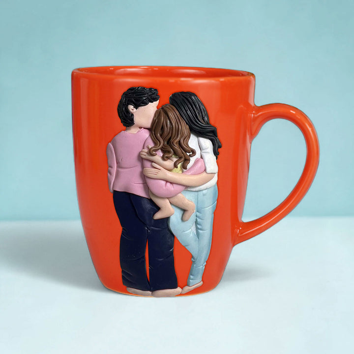 Customized Family Ties Theme Polymer Clay & Ceramic Mug For Parents | 310 ml