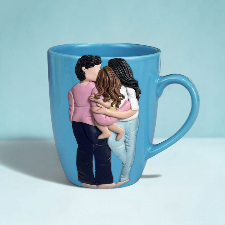 Customized Family Ties Theme Polymer Clay & Ceramic Mug For Parents | 310 ml