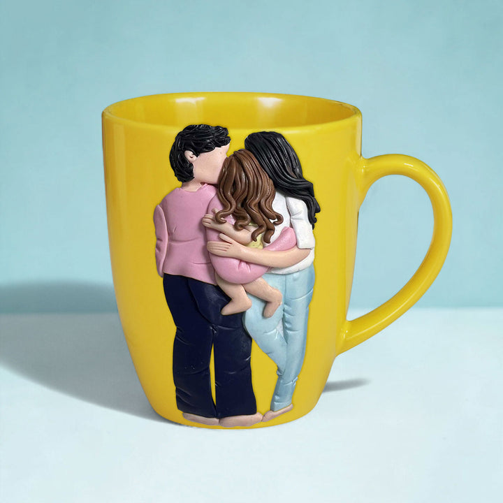 Customized Family Ties Theme Polymer Clay & Ceramic Mug For Parents | 310 ml