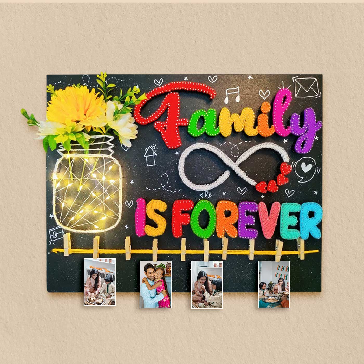 Buy Photo Personalized Handmade String Art Family Theme Wooden ...