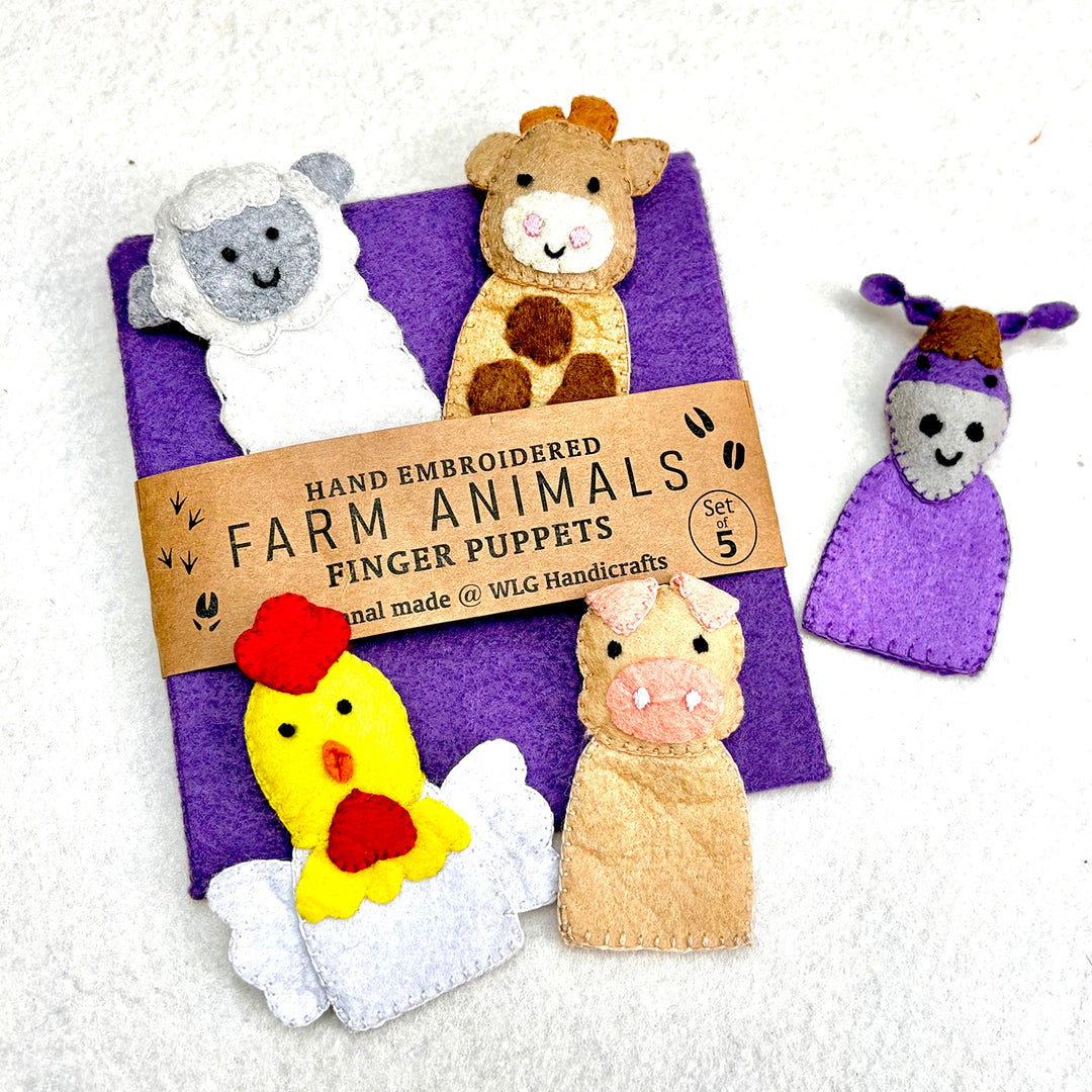 Handmade Farm Animals Finger Puppets | Set of 5