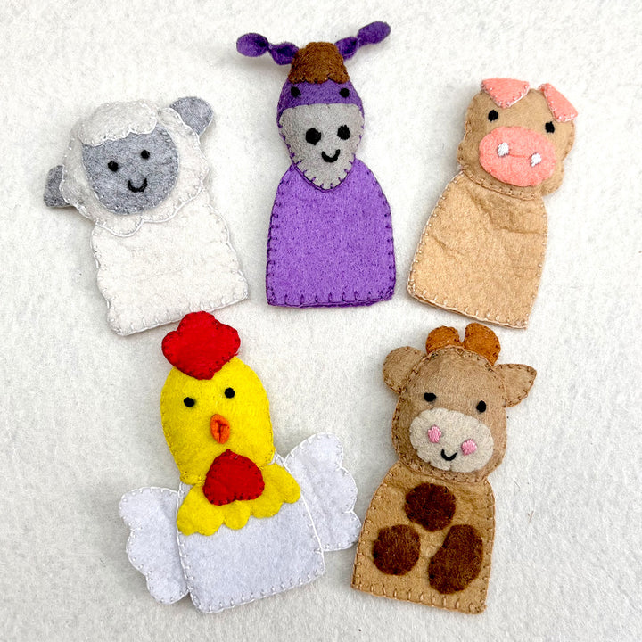 Handmade Farm Animals Finger Puppets | Set of 5