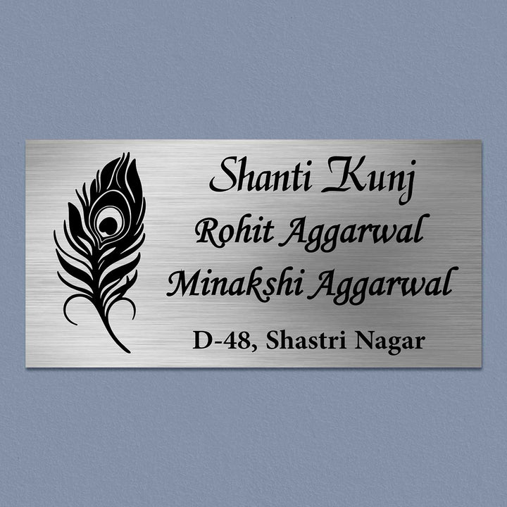 Personalized Feather Theme Stainless Steel Name Plate