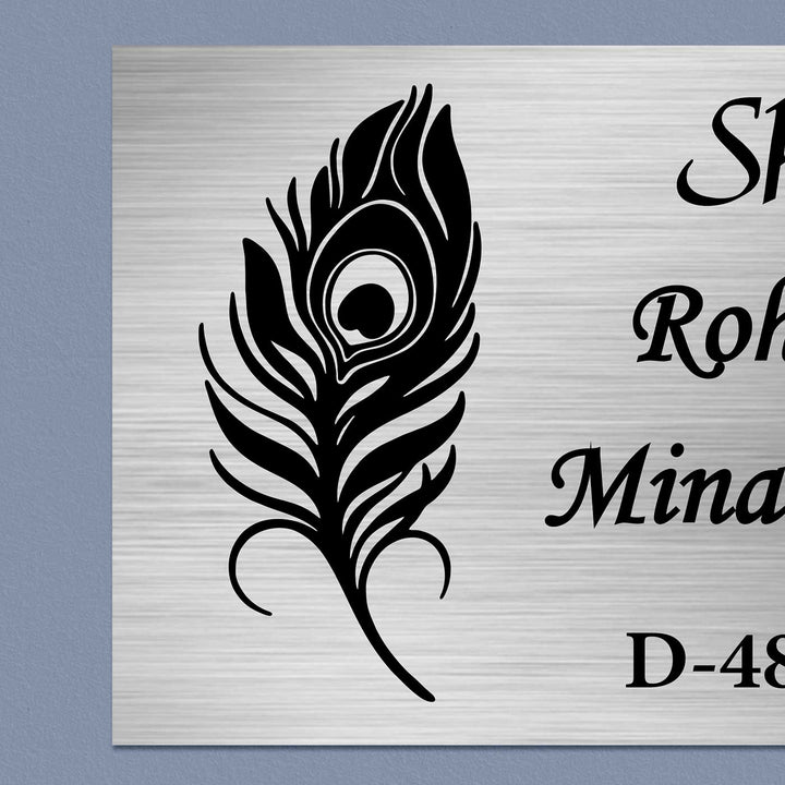 Personalized Feather Theme Stainless Steel Name Plate