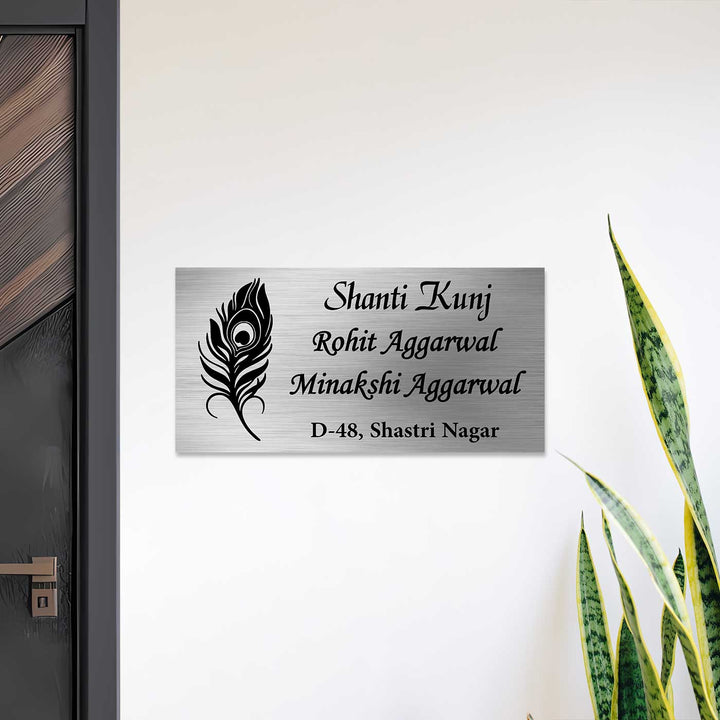 Personalized Feather Theme Stainless Steel Name Plate